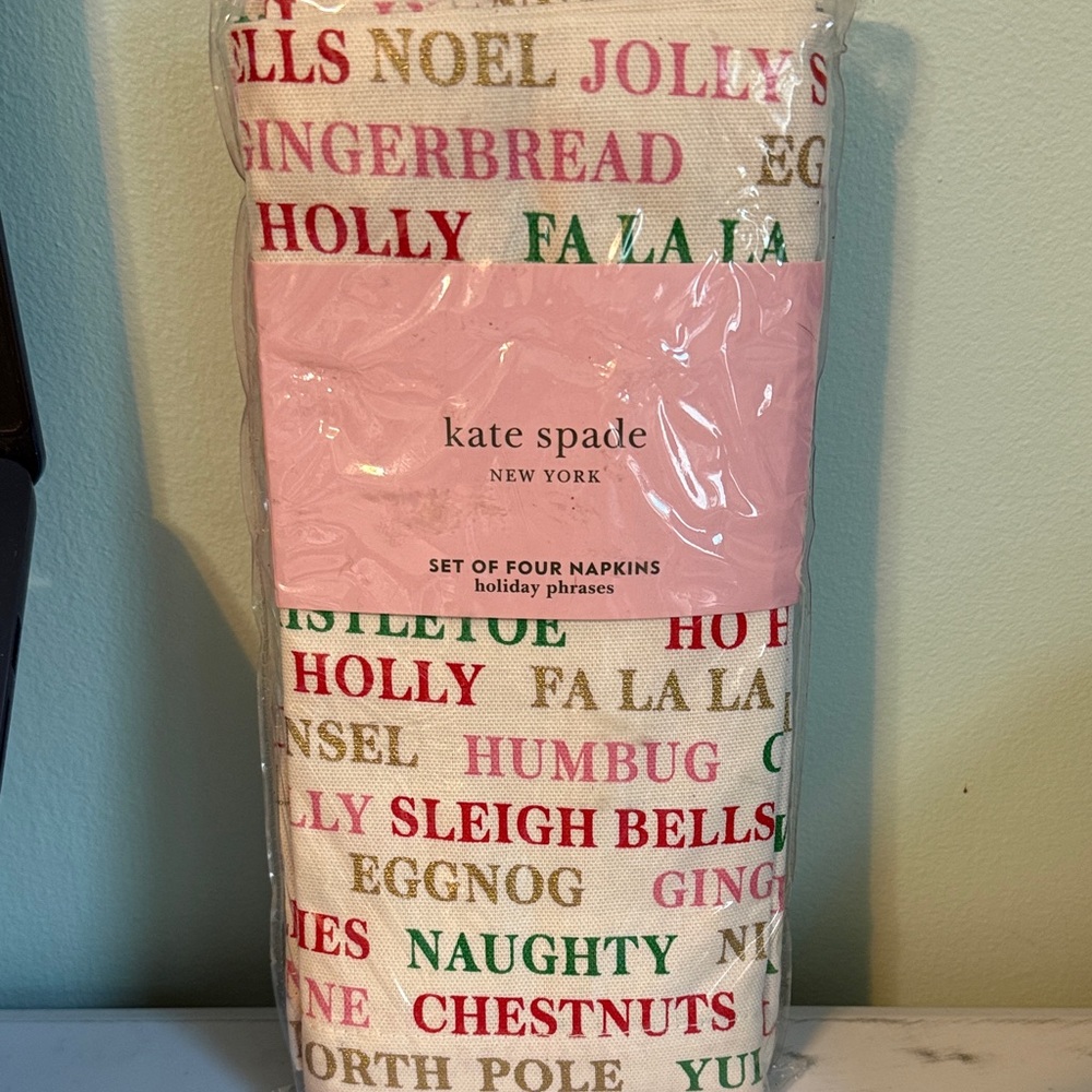 Kate Spade Festive Holiday Napkins with Colorful Text